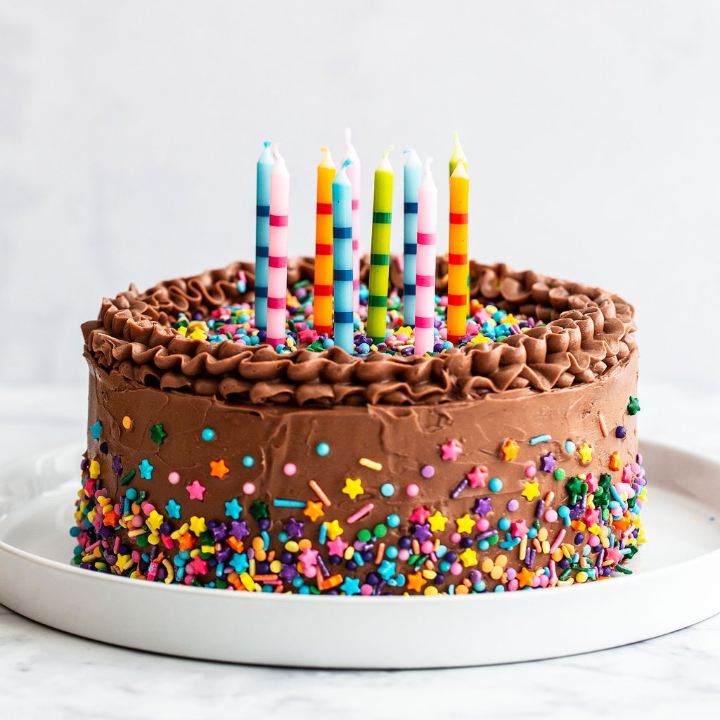 This image has an empty alt attribute; its file name is best-birthday-cake-with-milk-chocolate-buttercream-square.jpg